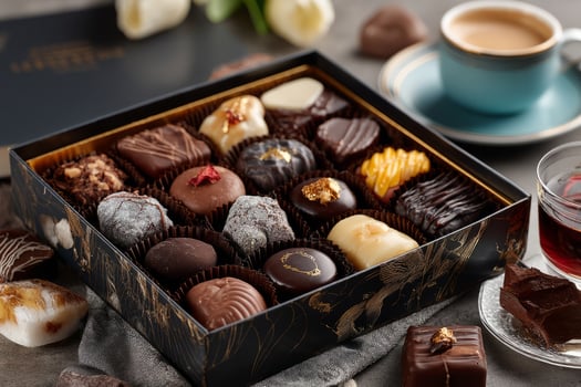 Gourmet chocolates in luxury box photo