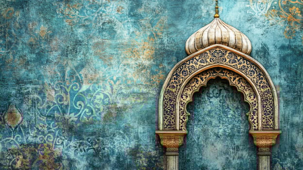 Grunge Ornamental Patterned Stone Relief in Islamic Architecture photo