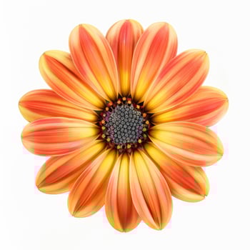 Vibrant orange daisy flower blooming on white background photo