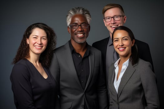 Diverse business team smiling together in studio portrait photo