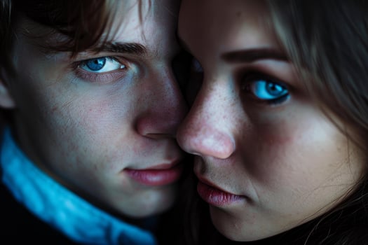 Young couple sharing an intimate moment of affection and desire photo