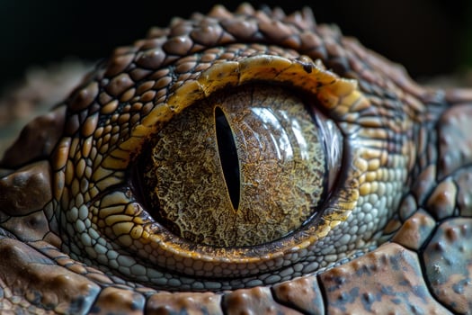 Close up of caiman eye showing reptile scaly skin photo