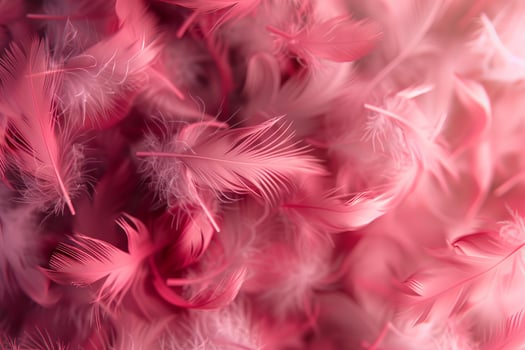 Pink feathers creating soft and delicate background texture photo
