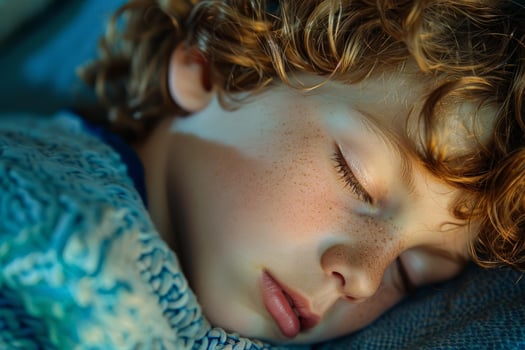 Serene child sleeping peacefully, embracing the tranquility of slumber photo