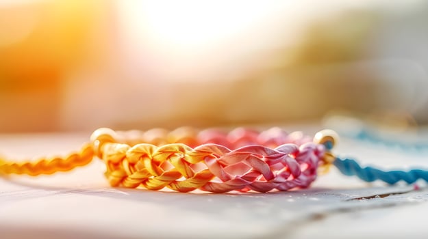 Colourful friendship band or knot bracelet photo