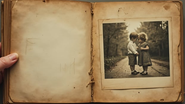 Open Photo Album with Children's Photograph