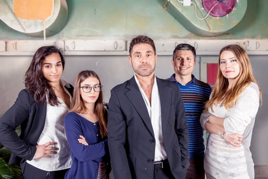 half-length portrait of a group of enterprising young business people in a new office photo
