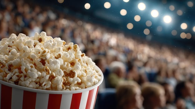 Popcorn in a bucket at a movie theater photo