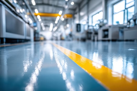 Bright and colorful interior of a plastic products manufacturing facility showcasing dynamic designs photo