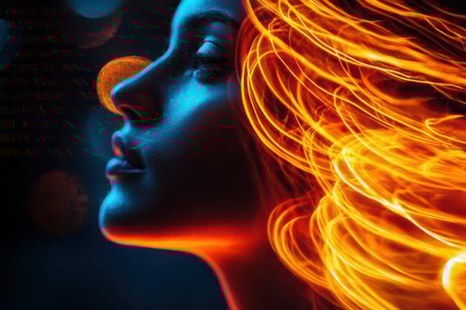 Radiant woman with glowing hair photo