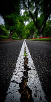 A road with a white line on it photo