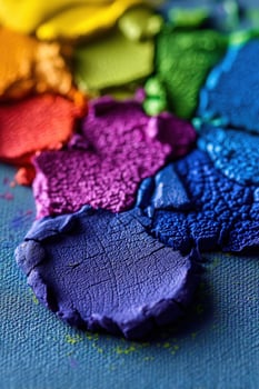 Bright colors blend on canvas in artist's workspace photo