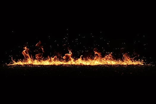 Blazing flames erupting with embers on dark background photo