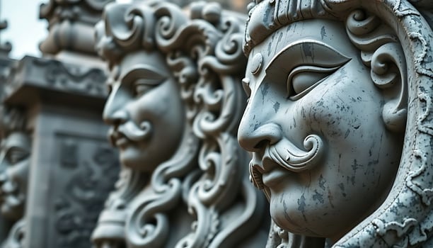 close up of a statue of a man's face photo