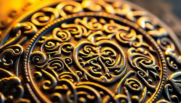 close up of a metal plate with intricate designs photo