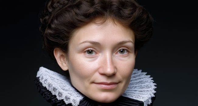 Portrait of a woman in historical attire with a lace collar photo