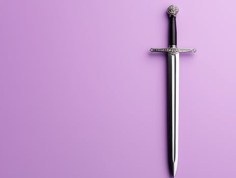 A medieval sword on a purple background photo