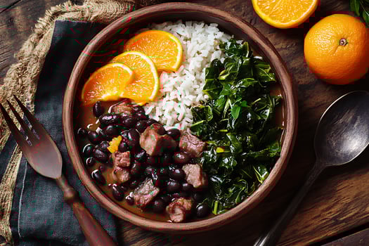 Brazilian Feijoada with Rice and Greens photo