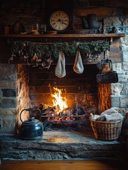 Inviting Cottage Atmosphere Created by Ancient Stone Hearth photo