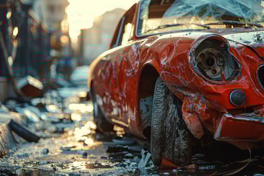Downtown car accident photo