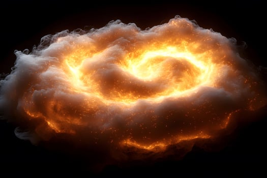 Glowing Celestial Cloud with Fiery Energy Swirls for Cosmic and Fantasy Designs photo