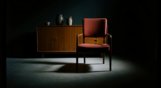 A stunning image showcasing a vintage chair against a dark backdrop photo