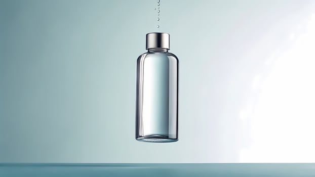 Clear Liquid in Glass Bottle with Silver Lid Underwater photo