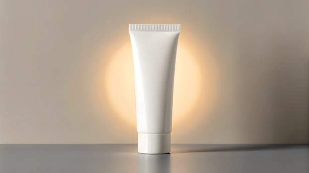 Cosmetic Cream Tube on Display with Soft Lighting Mockup photo