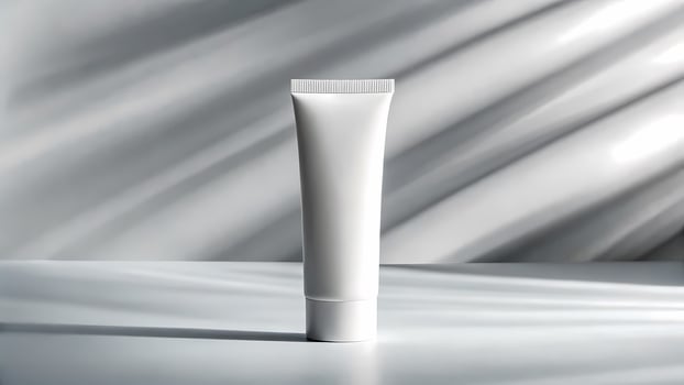 White Tube Mockup on Neutral Background with Light and Shadow photo