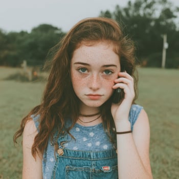 Young Person Using Cell Phone Outdoors photo