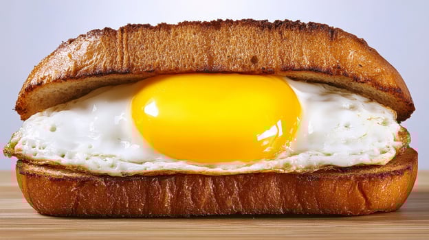 Fried Egg Sandwich on Toasted Bread Close Up Shot photo