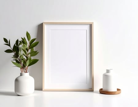 Art frame mock-up with editable white center photo