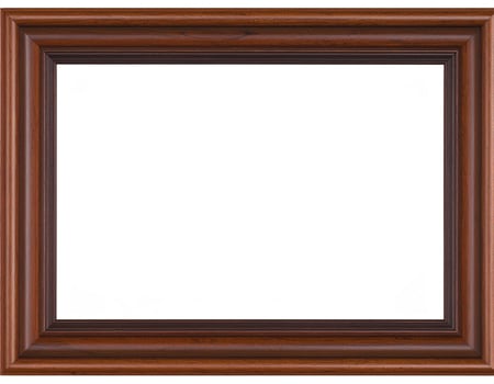 Blank canvas inside picture frame on neutral setting photo