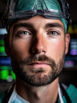 Surgeon preparing for an operation in a modern operating room photo