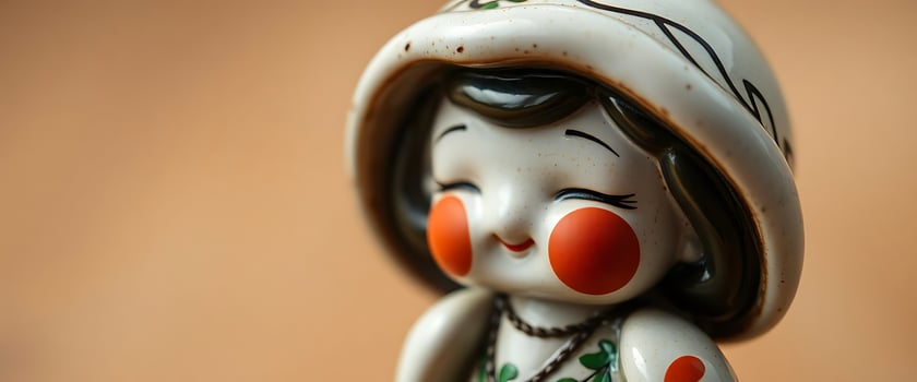 close up of a figurine with a hat on photo