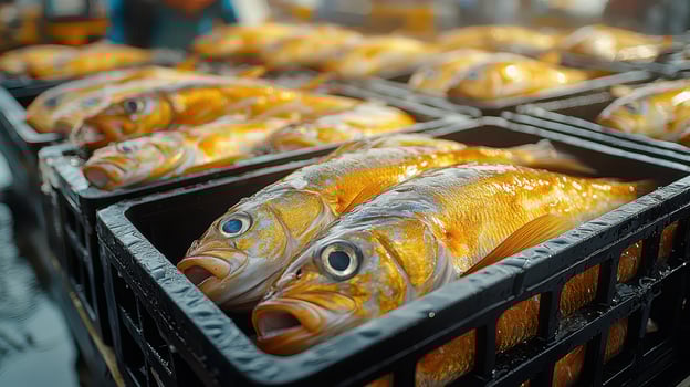 Fresh fish displayed at local market for sale photo