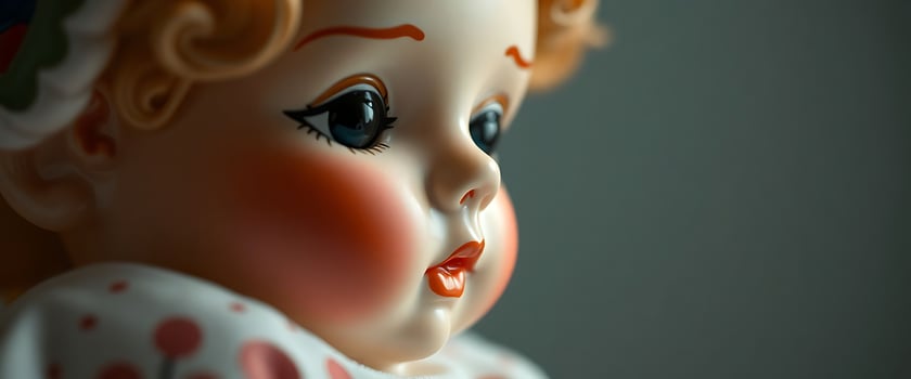 close up of a toy doll with blue eyes photo