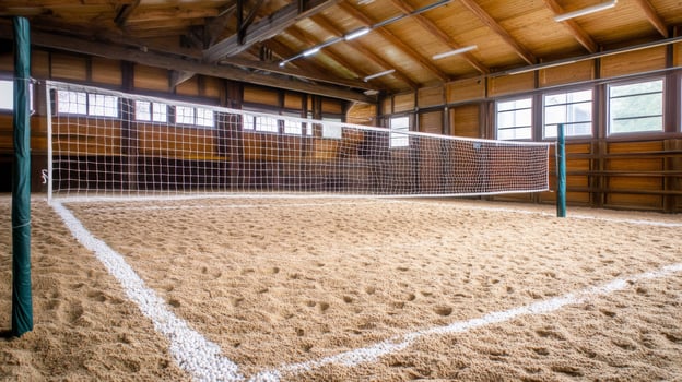 Indoor Volleyball Court in a Rustic Barn photo
