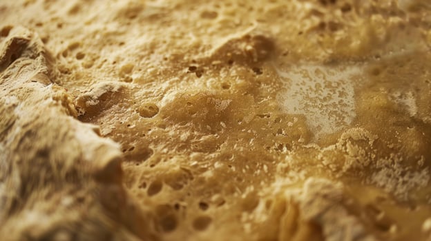 Close-up of golden brown baked bread crust photo