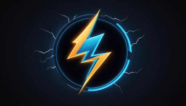 Dynamic Lightning Bolt Icon with Electric Effects in a Dark Background for Energy and Power Themes photo