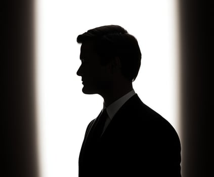 Silhouette of a man in a suit, side view photo