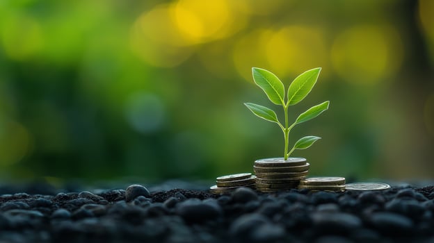 A Stack Of Coins With A Upward Arrow, Indicating Smart Investment Background, Luxury HD wallpaper Image, Trendy high resolution Desktop Background photo