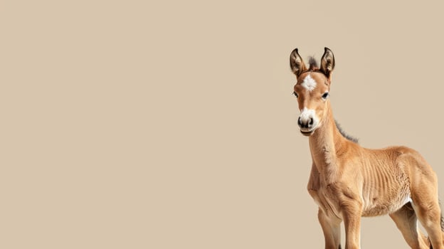 Baby foal, beige background photo