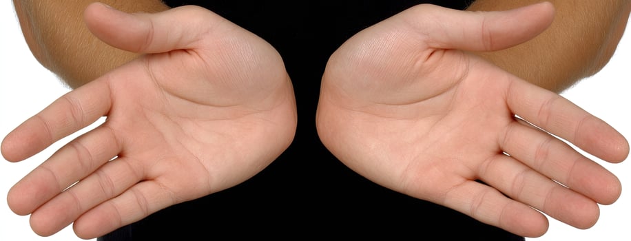 Hands of a man with open palms photo