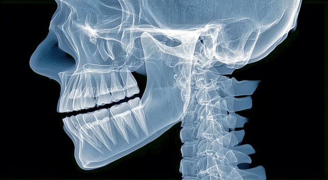 A x - ray image of a human's head and neck photo