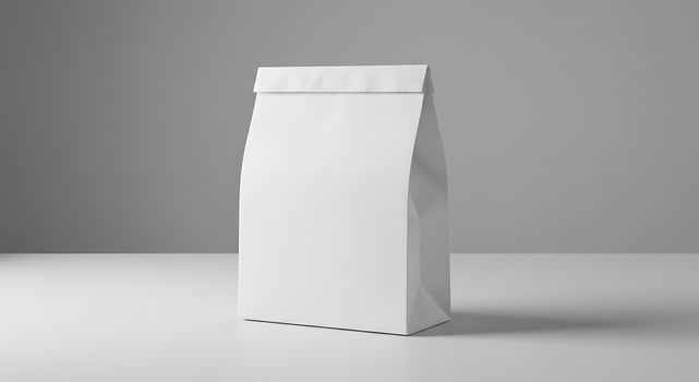 White paper bag mock up on grey background photo