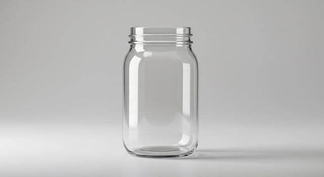 A clear glass bottle with a lid on a table photo