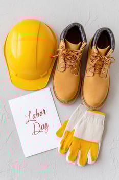 Celebrating Labor Day with construction workwear and safety equipment photo