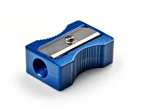 Blue Pencil sharpner on white background photo