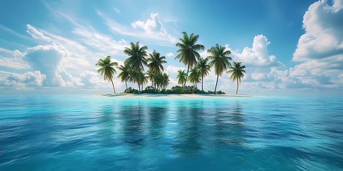 Tropical Island Paradise Stunning Ocean Palm Tree Image photo